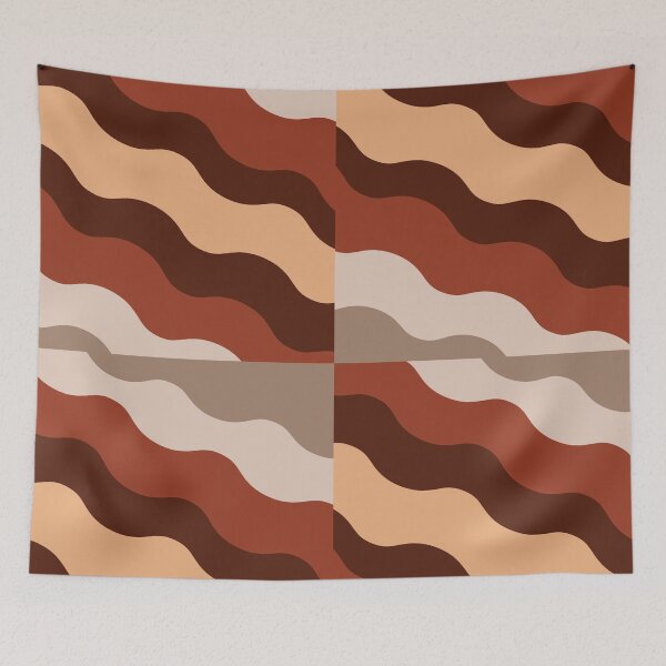 Item preview,  Abstract waves in retro beige, brown and maroon color designed and sold by Abbara.