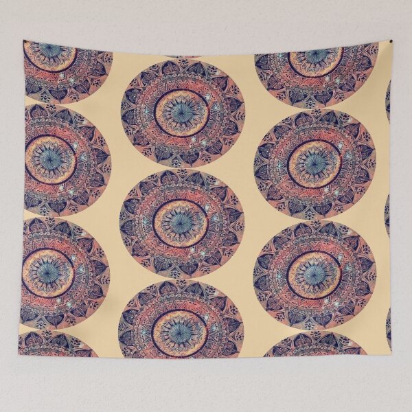 Item preview, SOFT YELLOW,BLUE MANDALA BY FLOWERS  designed and sold by Dahani-mo.