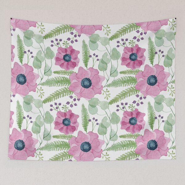 Item preview, Pink watercolor anemones pattern designed and sold by helga-wigandt.