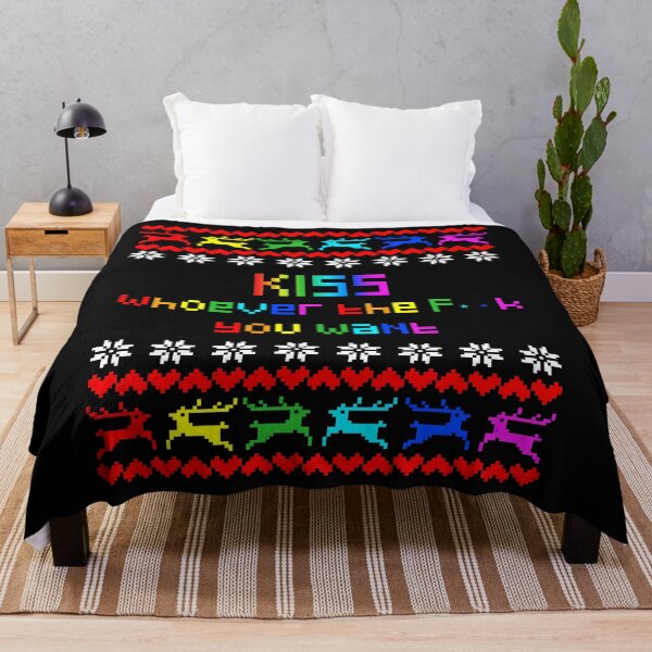 Item preview, Lgbtq Pride Ugly Christmas Sweater, Kiss Whoever the F..k you want, Gay Ugly Christmas Sweater designed and sold by Mandala108.
