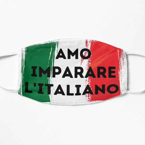 I LOVE LEARNING ITALIAN Language Quote Flag Flat Mask