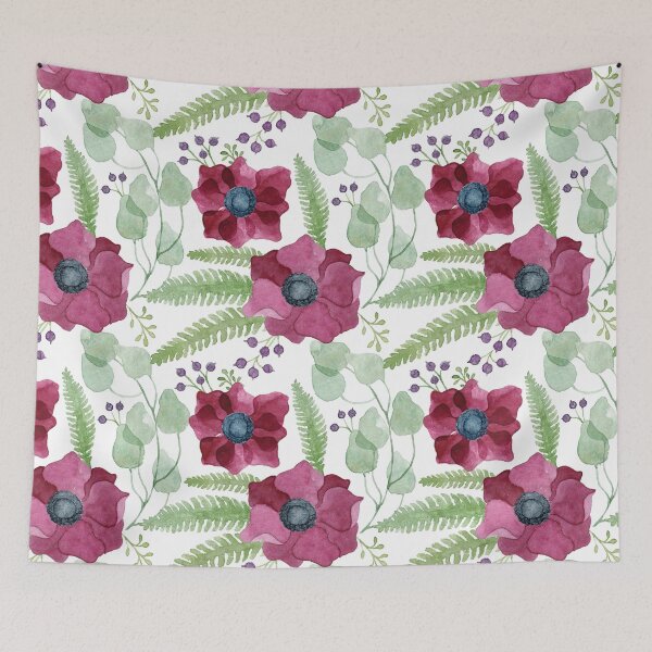 Item preview, Dark red anemones pattern designed and sold by helga-wigandt.