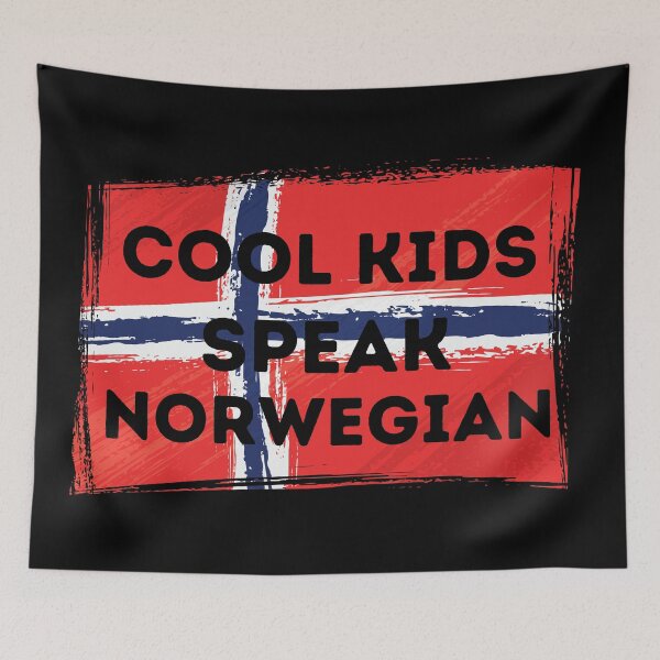 Item preview, COOL KIDS SPEAK NORWEGIAN Language Quote Flag designed and sold by a-little-ink.