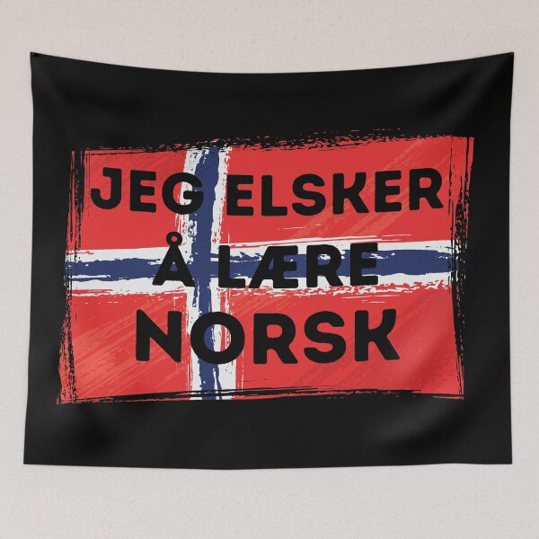 Item preview, I LOVE LEARNING NORWEGIAN Language Quote Flag designed and sold by a-little-ink.