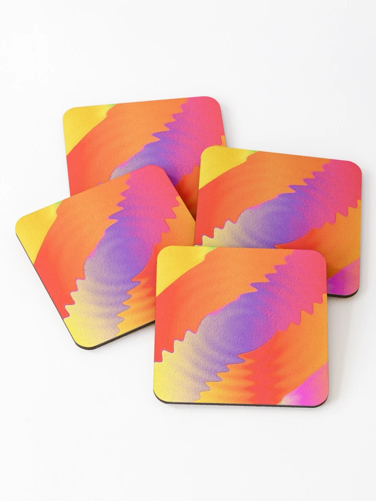 Thumbnail 1 of 5, Coasters (Set of 4), Rainbow Ripples designed and sold by PatternPalace.
