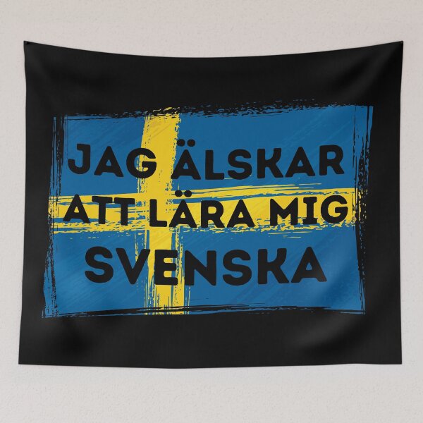 Item preview, I LOVE LEARNING SWEDISH Language Quote Flag designed and sold by a-little-ink.