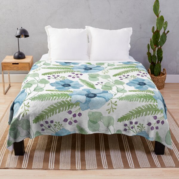 Item preview, Blue watercolor anemones pattern designed and sold by helga-wigandt.