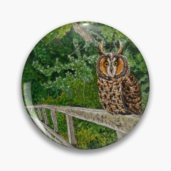 Item preview, Horned Owl Perched by Woods Cottagecore Watercolour designed and sold by NatashaBirdi.