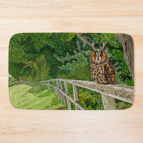 Item preview, Horned Owl Perched by Woods Cottagecore Watercolour designed and sold by NatashaBirdi.