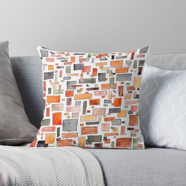 Earthy Grid Throw Pillow