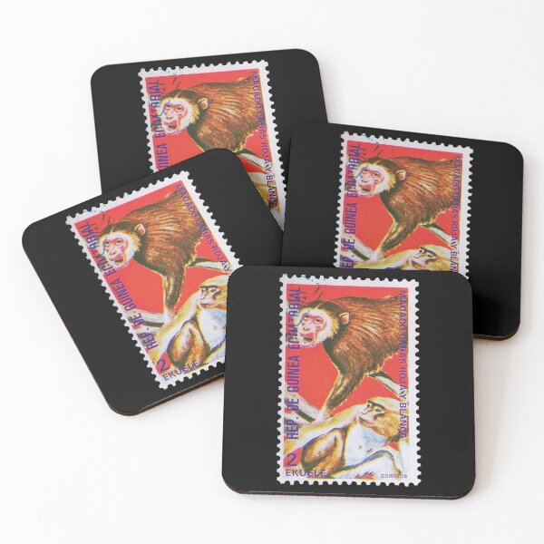 Item preview, Republic of Guinea - Vintage Monkeys Red Stamp  designed and sold by StampCollection.