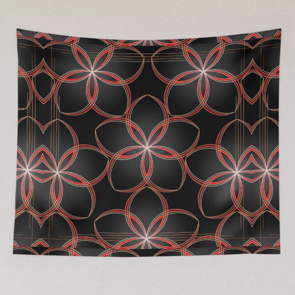 Item preview, Red and gray floral pattern designed and sold by MelAislingArt.