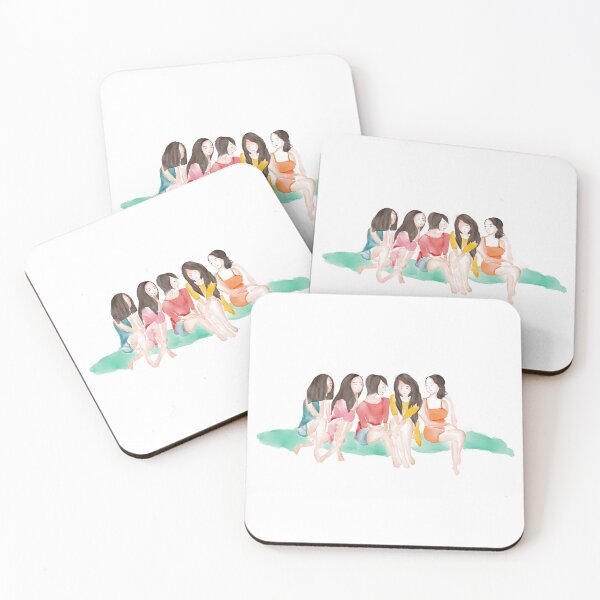 Item preview, Watercolor Illustration of Five girls partying on the lawn and chatting gossip designed and sold by iswenyi.