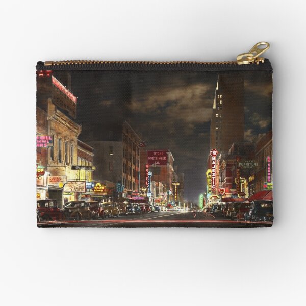 City - Dallas TX - Elm street at night 1941 Zipper Pouch