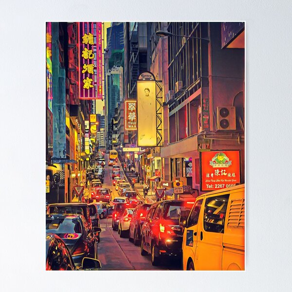 Vista previa del artículo con la obra «Hong Kong At Night», diseñado y vendido por SofiaStutio.