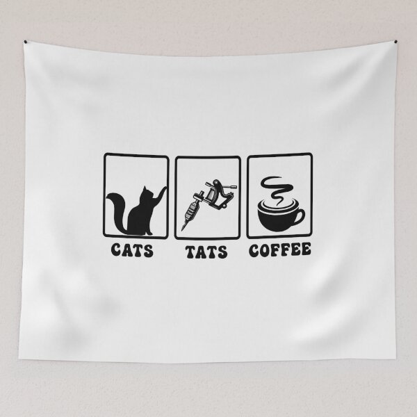 Item preview, Cats, Tats, and Coffee - Black designed and sold by LovenLaughter.