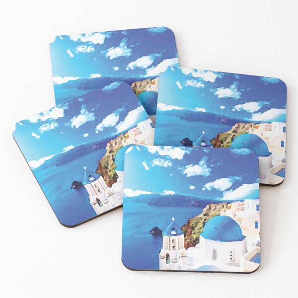 Item preview, Santorini island, whitewashed buildings watercolour effect. designed and sold by Gerald Waters.