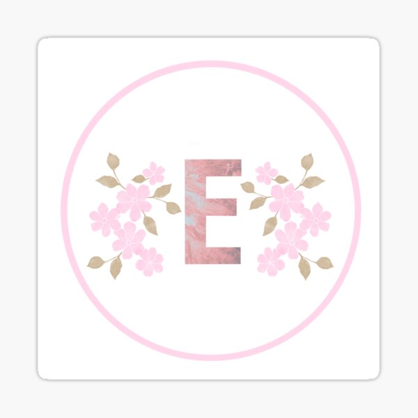 Initial E Design Floral Sticker
