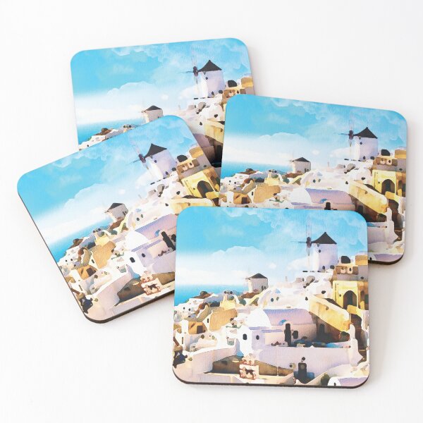Item preview, Santorini island, whitewashed buildings watercolour effect. designed and sold by Gerald Waters.