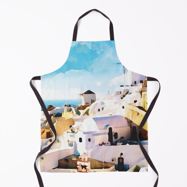 Item preview, Santorini island, whitewashed buildings watercolour effect. designed and sold by Gerald Waters.
