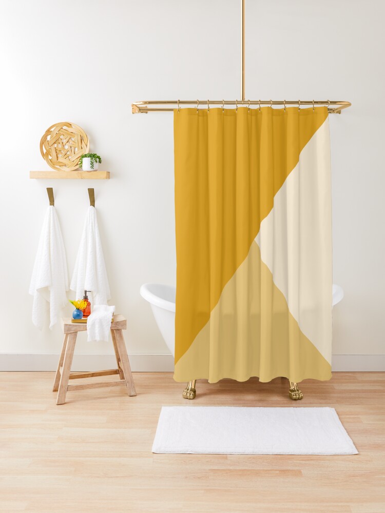 Thumbnail 1 of 5, Shower Curtain, Gradient Geometry - Mustard designed and sold by colorandpattern.