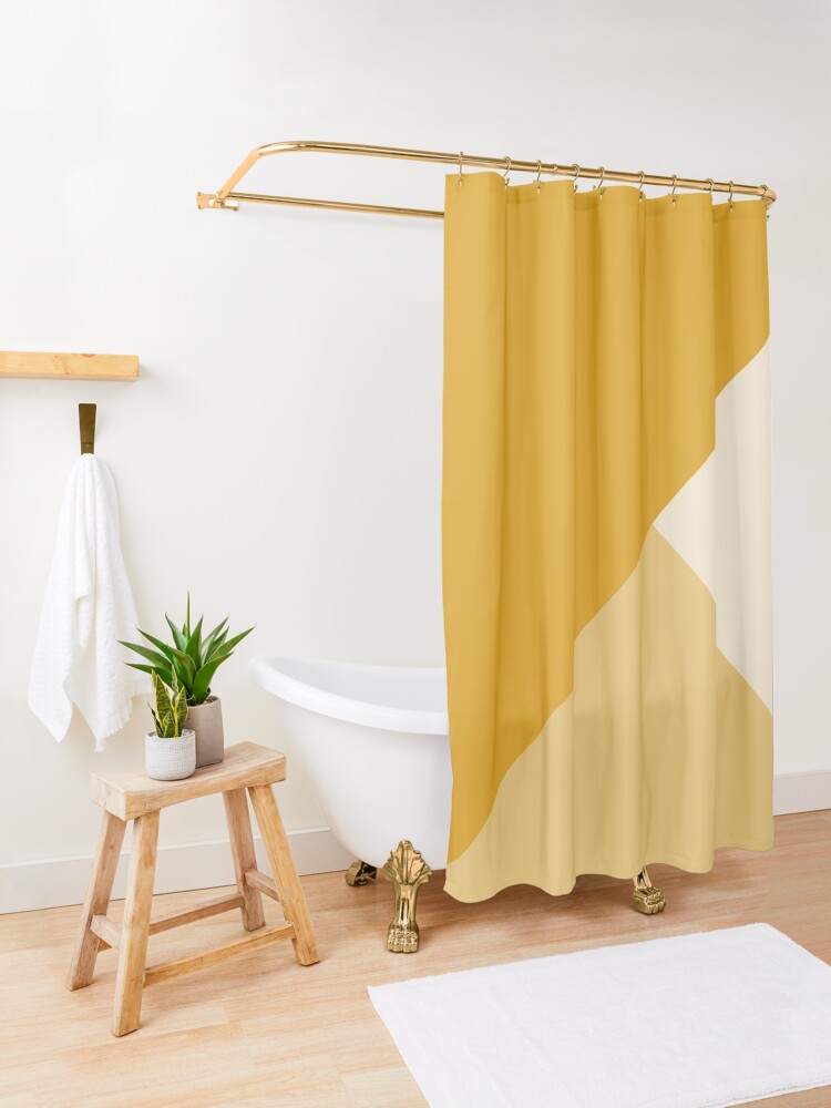 Thumbnail 3 of 5, Shower Curtain, Gradient Geometry - Mustard designed and sold by colorandpattern.