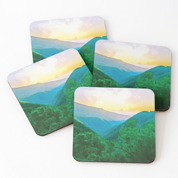 Item preview, Smoky Mountains landscape sunset scene. Watercolour effect. designed and sold by Gerald Waters.