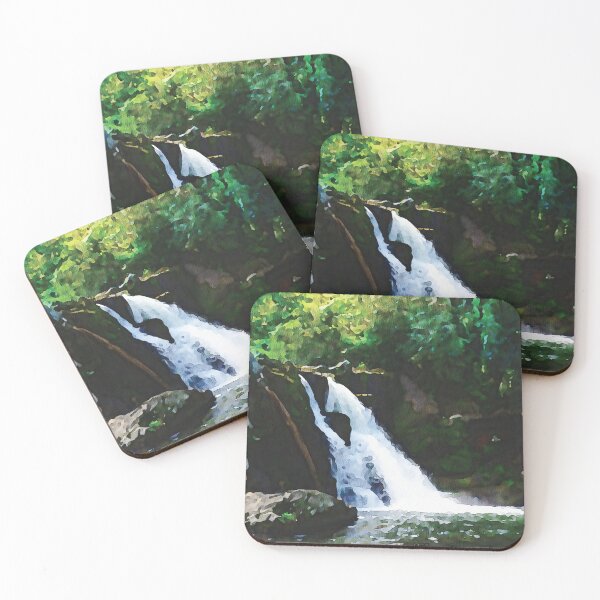 Item preview, Smoky Mountains landscape river waterfall scene. Watercolour effect. designed and sold by Gerald Waters.