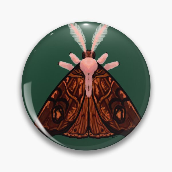 Item preview, Dark Wood Moth green background designed and sold by Salem Scribbles.