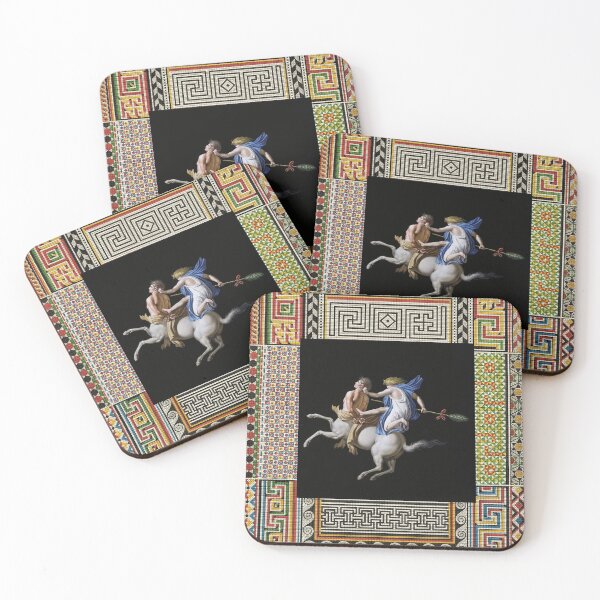 Item preview, MAENAD JUMPING BACK OF A CENTAUR ,ANTIQUE ROMAN PAINTING WITH POMPEII MOSAICS PATCHWORK  designed and sold by BulganLumini.