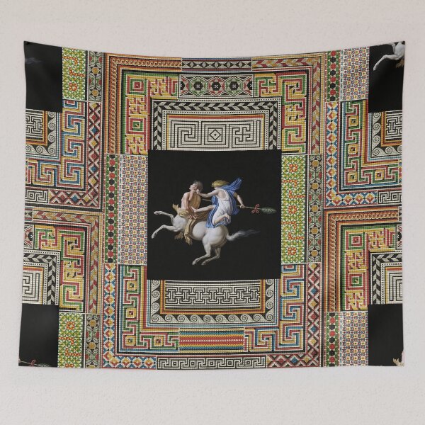 Item preview, MAENAD JUMPING BACK OF A CENTAUR ,ANTIQUE ROMAN PAINTING WITH POMPEII MOSAICS PATCHWORK  designed and sold by BulganLumini.