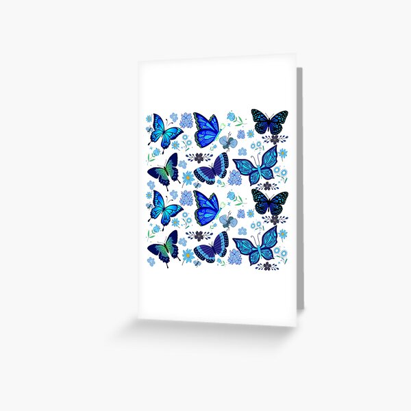 Item preview, Blue butterfly and flower pattern designed and sold by Eva-Success.