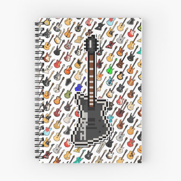 Item preview, Pixel Silver Lined Black Guitar on a Patterned Background designed and sold by gkillerb.