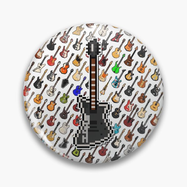 Item preview, Pixel Silver Lined Black Guitar on a Patterned Background designed and sold by gkillerb.