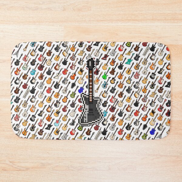 Item preview, Pixel Silver Lined Black Guitar on a Patterned Background designed and sold by gkillerb.