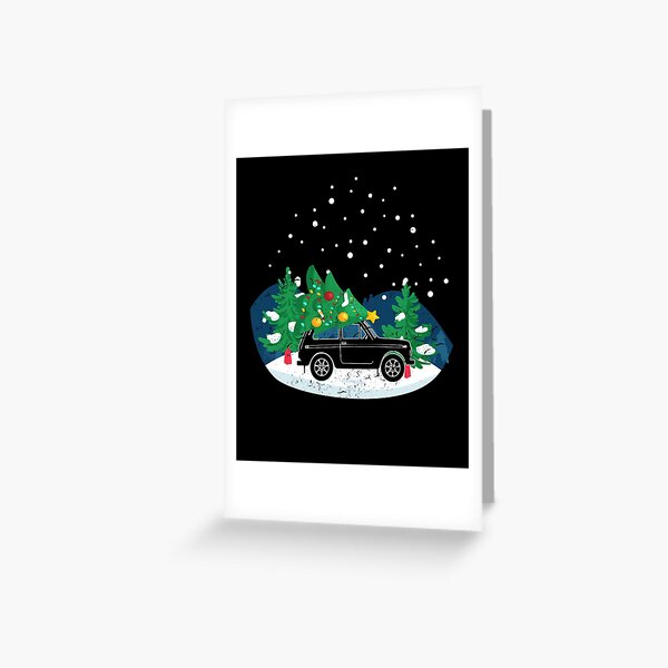 Lada Niva With Christmas Tree Russia 4x4 Vehicle Greeting Card