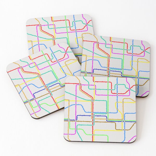 Item preview, 1980s Pop Art Urban Metro Line Transit Map designed and sold by IamTrending.