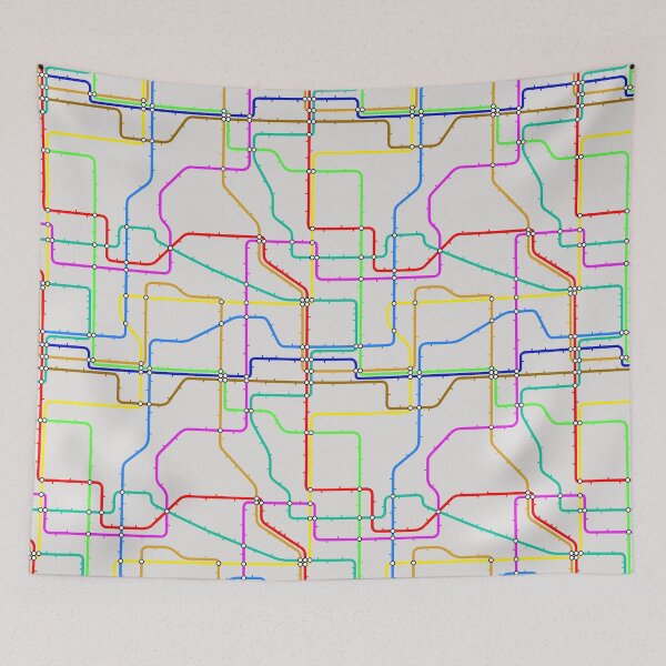 Item preview, 1980s Pop Art Urban Metro Line Transit Map designed and sold by IamTrending.