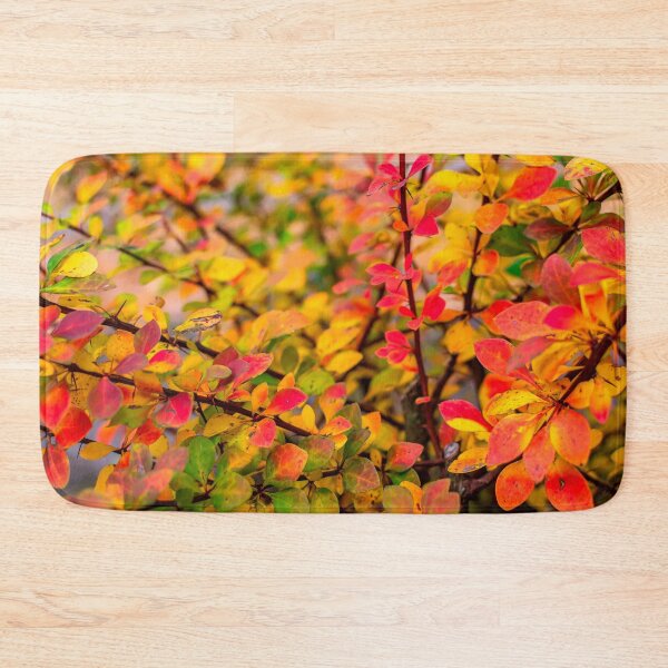 Item preview, Orange red yellow green Berberis leaves background designed and sold by lena-maximova.