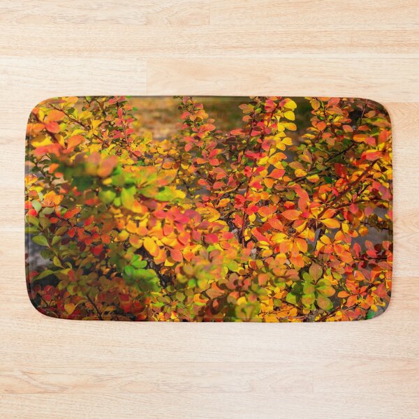 Item preview, Orange red yellow green Berberis leaves background designed and sold by lena-maximova.