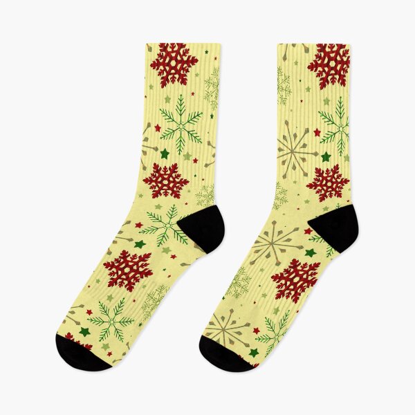 Item preview, Christmas Snowflakes and Stars Pattern  // Red // Green // Gold designed and sold by Lavender Mint Graphics.