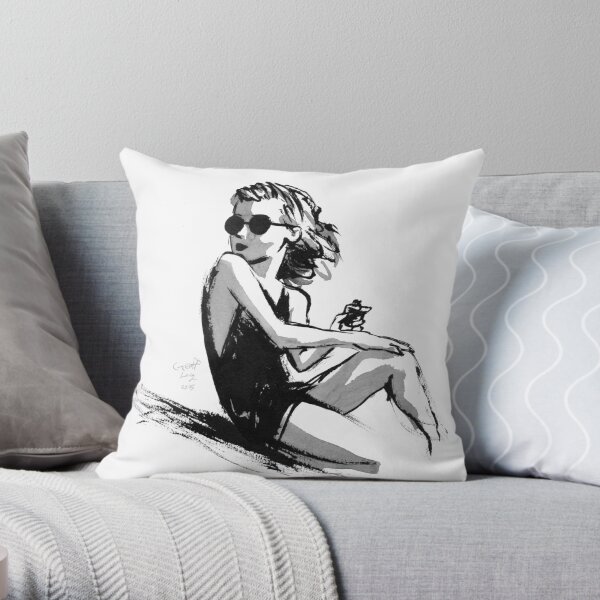 Sun Bathing Throw Pillow