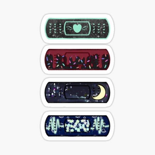 Yami Kawaii Dark Menhera Bandaid Sticker Set - Dark Heart, Red Drip, Night City, Space Heart Monitor Sticker