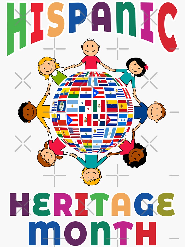 "Hispanic Heritage Month for Kids All Countries Flags World" Sticker by
