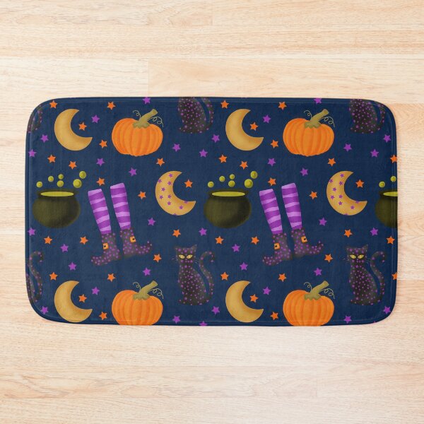 Item preview, Halloween Pattern // Cat // Moon // Witch // Cauldron designed and sold by Lavender Mint Graphics.