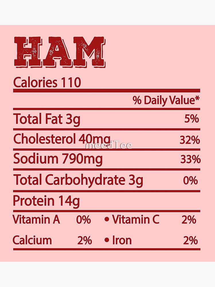 "HAM Nutrition Facts Funny Thanksgiving Christmas" Poster for Sale by