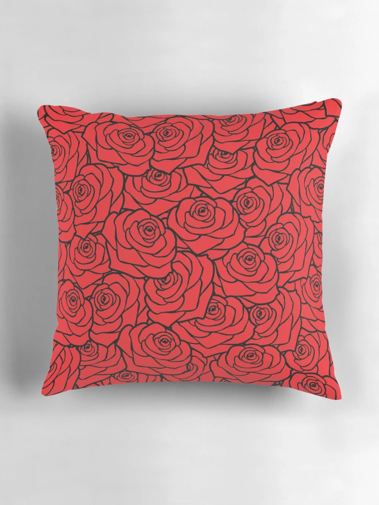 Thumbnail 3 of 4, Pillow, Red Roses Pattern designed and sold by LucyGraphics.