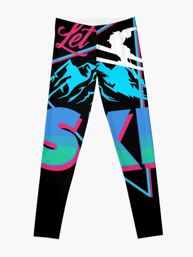 Let's Ski Retro 80s Ski Outfit Vintage Skiing Apparel Leggings