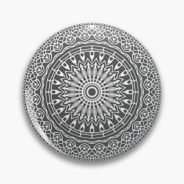 Artikelvorschau, Dunkelgraues und weißes Mandala entworfen und verkauft von Kelly Dietrich Mandala & Fractal Art.