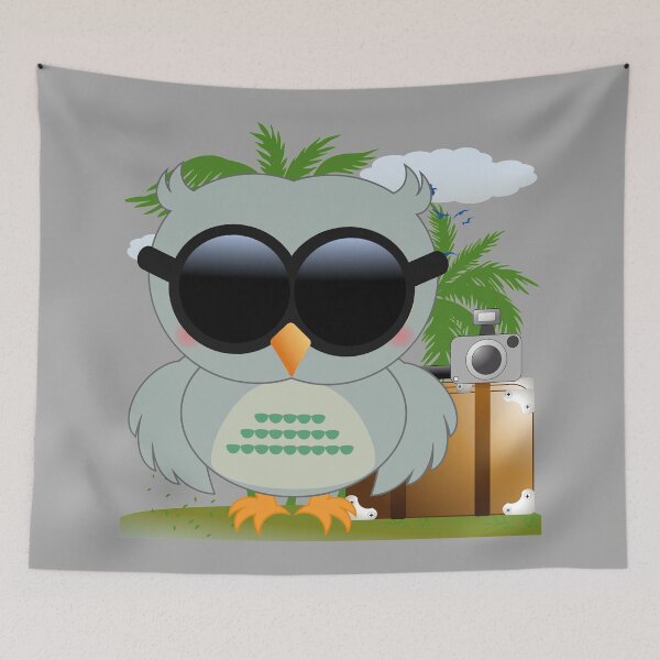 Item preview, COOL AND CUTE TRAVELLING OWL WITH VINTAGE LUGGAE AND A CAMERA designed and sold by Cr1sV.